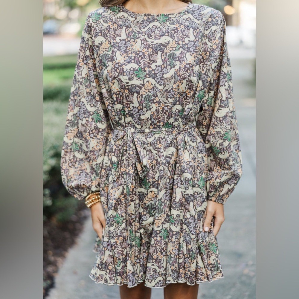 Shop the Mint Get Closer Plum Purple Fox Printed Dress View 4